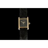 A LADIES SILVER GILT MUST DE CARTIER WRIST WATCH, sapphire winder,