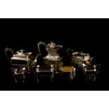 A SEVEN PIECE TEA AND COFFEE SERVICE, with gadrooned decoration,
