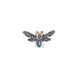 A SAPPHIRE AND DIAMOND INSECT BROOCH, set throughout with sapphires of approx. 1.