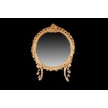 A CIRCULAR GESSO FRAMED WALL MIRROR,