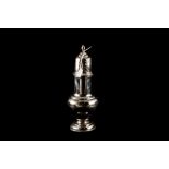 A GEORGE V SILVER SUGAR SHAKER, of baluster form, 9" high,