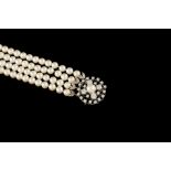 A FOUR ROW CULTURED PEARL BRACELET,