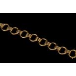 A 9CT YELLOW GOLD FANCY LINK BRACELET, 24.