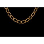 A 9CT GOLD FANCY CURB LINK NECKLACE, 29.