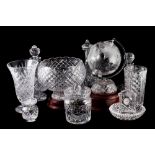 MODERN WATERFORD CRYSTAL PIECES, including ships decanter, decanters, vases, large bowl,