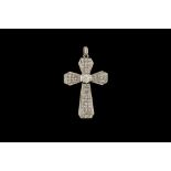 A DIAMOND SET CROSS PENDANT, mounted in platinum,