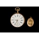 A CONTINENTAL OPEN FACE POCKET WATCH;