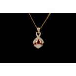 A RUBY AND DIAMOND PENDANT,