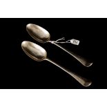 A PAIR OF GEORGE III SILVER TABLE SPOONS, London 1775,