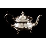 A GEORGE V SILVER BACHELORS TEAPOT, of plain form, raised over four feet, Birmingham 1912,