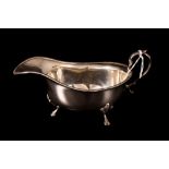 A GEORGE V SILVER HELMET SHAPED SAUCE BOAT, with egg and dart border, Birmingham 1931,