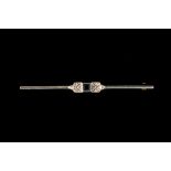 AN ART DECO SAPPHIRE AND DIAMOND BAR BROOCH