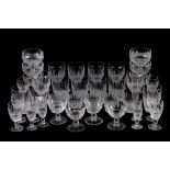 WATERFORD CRYSTAL COLLEEN PATTERN DRINKING GLASSWARE, including whiskey tumblers, wine glasses,