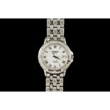 A GENTS STAINLESS STEEL RAYMOND WEIL TANGO WRIST WATCH, white dial, bracelet strap,