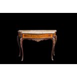 A LOUIS XV STYLE SERPENTINE FRONTED SIDE/HALL TABLE,