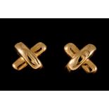 A PAIR OF TIFFANY GOLD CROSS EARRINGS,