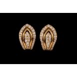 A PAIR OF DIAMOND SET CLIP EARRINGS, mounted on 18ct yellow gold,
