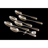 SET OF SIX GEORGIAN III IRISH TEA SPOONS BY SAMUEL NEVILLE, Dublin 1799.