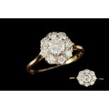 A DIAMOND ROUND CLUSTER RING, round brilliant cut diamonds of approx 1.