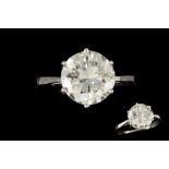 A DIAMOND SOLITAIRE RING, one round brilliant cut diamond of approx 4.03ct J/K VS.