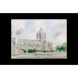 NIALL CAMPION WATERCOLOUR PAINTING, Irish 20th century, "Christ Church Cathedral, Dublin",