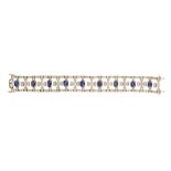 AN EARLY 20TH CENTURY SAPPHIRE AND DIAMOND COCKTAIL BRACELET, with sapphires of approx. 11.