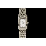 A LADIES STAINLESS STEEL LONGINES WRIST WATCH, bracelet strap,