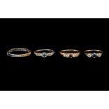 FOUR GEM SET RINGS,