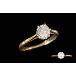 A YELLOW GOLD SOLITAIRE DRESS RING, est. 0.60ct, I-J/SI, size L.