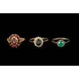 THREE GEM SET RINGS,