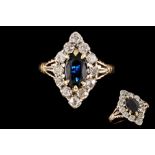 AN ANTIQUE SAPPHIRE AND DIAMOND DRESS RING, with sapphire of approx. 1.50ct, diamonds of approx. 1.