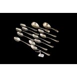 A SET OF SIX SILVER COFFEE SPOONS,