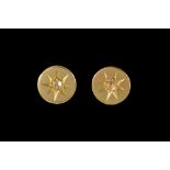 A PAIR OF ANTIQUE GOLD EARRINGS,