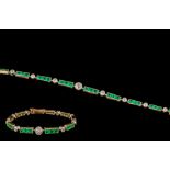 AN EMERALD AND DIAMOND GRADUATED BRACELET, with emeralds of approximately 3.