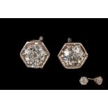 A PAIR OF DIAMOND SOLITAIRE EAR-STUDS,