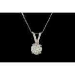 A DIAMOND SOLITAIRE PENDANT, the brilliant cut diamond mounted in white gold.