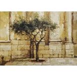 MARK O'NEILL, (Irish Contemporary) "Church Steps Olive Tree", oil on board, 10 x 14''",