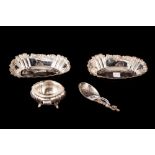 A COLLECTION OF SILVER ITEMS, sterling dishes, a continental silver (.