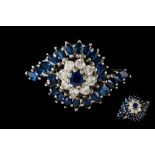 A DIAMOND AND SAPPHIRE CLUSTER RING,