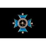 A DIAMOND AND ENAMEL BROOCH BY CHILD & CHILD, in the form of the Maltese Cross,