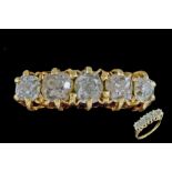 AN ANTIQUE DIAMOND FIVE STONE RING of approximately 1.