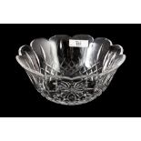 A WATERFORD CRYSTAL BOWL with wavy rim circa 9" diameter.