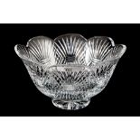 A LARGE WATERFORD CRYSTAL BOWL with wavy rim over a stepped base, circa. 91/2" diameter.