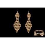 AN 18CT GOLD MESH EARRING AND RING