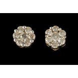 A PAIR OF DIAMOND ROUND CLUSTER EARRINGS, mounted in 9ct white gold,