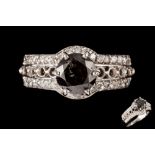 A BLACK DIAMOND SOLITAIRE RING, of approx. 1.00ct+0.