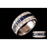 A SAPPHIRE AND DIAMOND HALF ETERNITY RING, with sapphires of approx. 3.00ct and diamonds of approx.