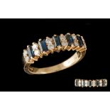 A SAPPHIRE AND DIAMOND HALF ETERNITY RING,