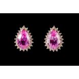 A PAIR OF PINK SAPPHIRE EARRINGS