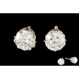 A PAIR OF DIAMOND SOLITAIRE STUD EARRINGS, two old European brilliant cut diamonds of approx 2.